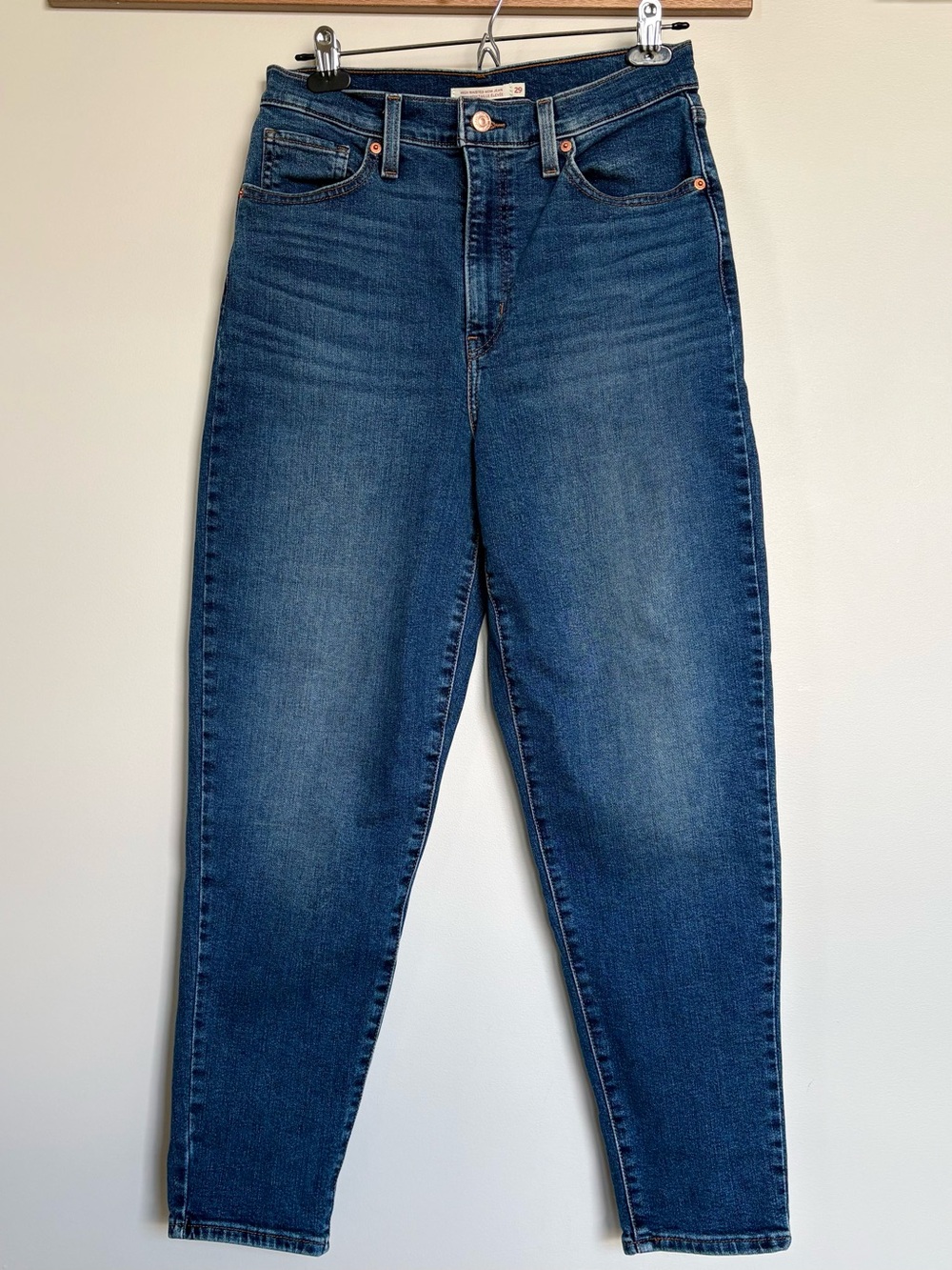 Levi’s High Waisted Mom Jeans Women’s 29 Blue Stretch Tapered Denim